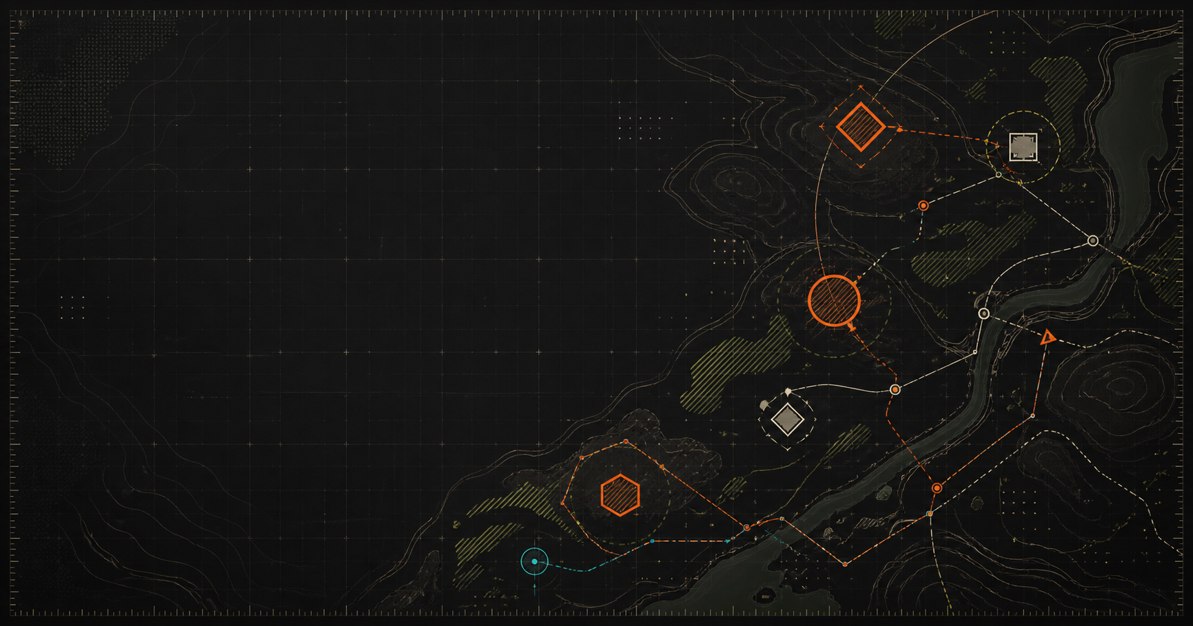 Original abstract tactical operations map created for this independent guide