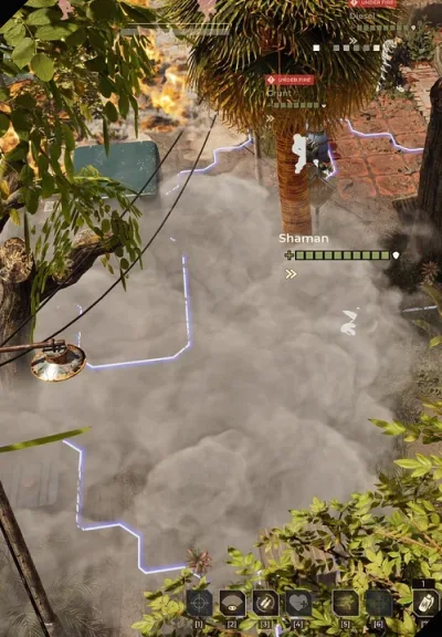 Official Warhounds combat screenshot with unit outlines, terrain and the action bar